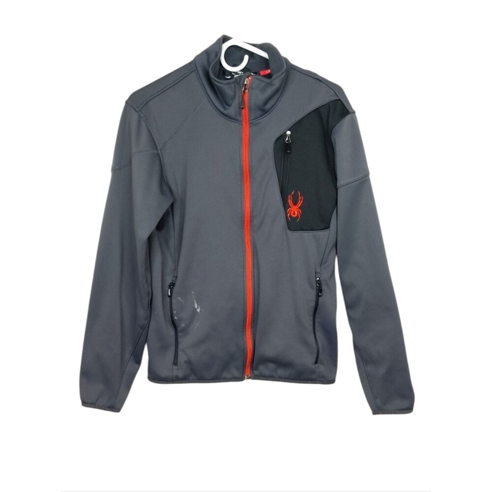 Spyder Gray Softshell Jacket Size Small Red Accents Paint Marks